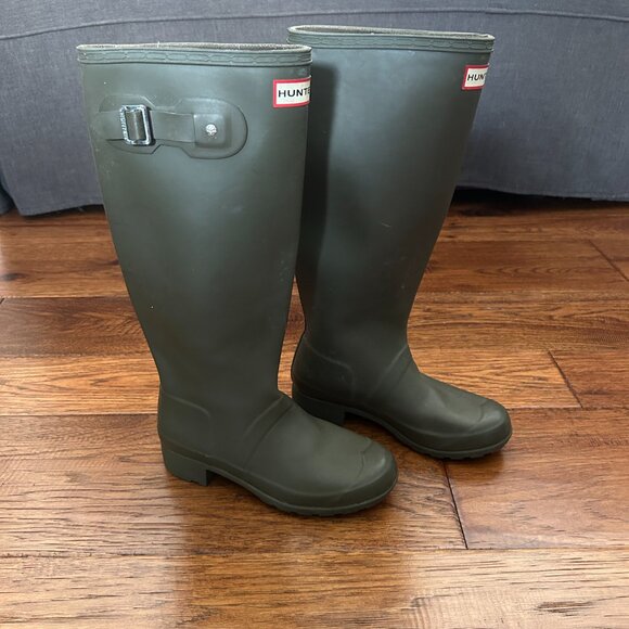 Hunter Women's Original Tall Green Knee-High Rain boots - Size 5 - Waterproof - Picture 5 of 6